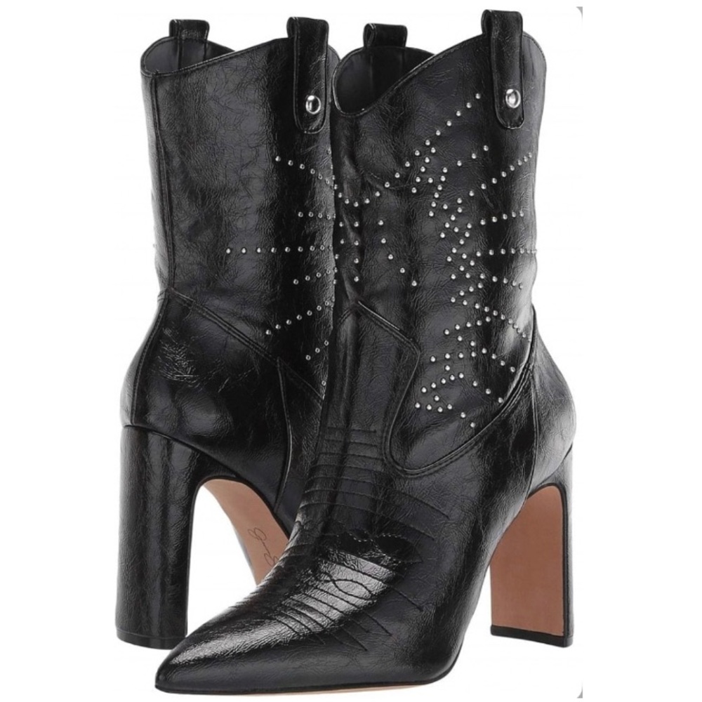 Jessica Simpson Bazil Western Booties With Silver Studded Pattern